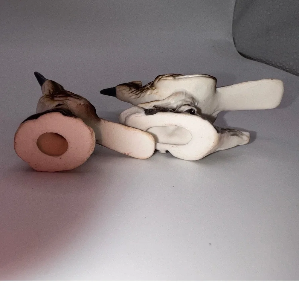 Vintage Miniature Bone China Japan Set of 2 Roadrunner Birds Trinket Shelf Minis